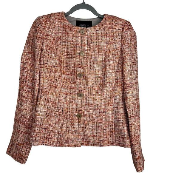 Lafayette 148 tweed Jacket/ blazer Size 4 color coral/pink/multi - Picture 2 of 13